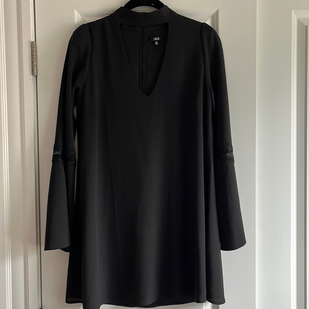 XS black party dress, long sleeves